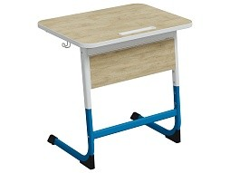 Стол 1-местный школьный 3-5 г/р "Нова" с наклоном столешницы 0-15° (дуб "Бардолино", м/к белый/синий)
