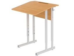 Стол с наклоном столешницы 10° школьный 1-местный 2-4 г/р регулируемый (бук, м/к серый, плоскоовальная труба)