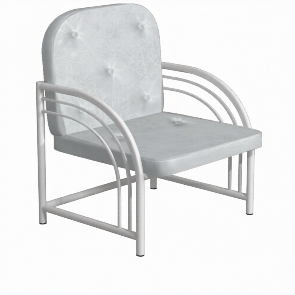 Диван одноместный Д-1 (кожзам Эконом светло-серый, каркас белый)