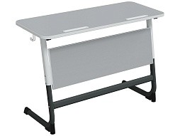 Стол 2-местный школьный 5-7 г/р "Логика" с наклоном столешницы 0-15° (серый, м/к белый/графит)