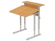 Стол с полкой и наклоном столешницы 0-35° школьный 1-местный 2-4 г/р регулируемый (бук, м/к серый, квадратная труба)