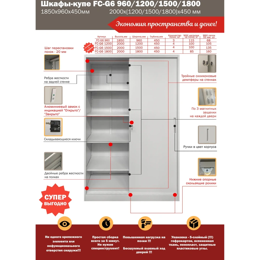 Шкаф-купе архивный FC-G6 1800