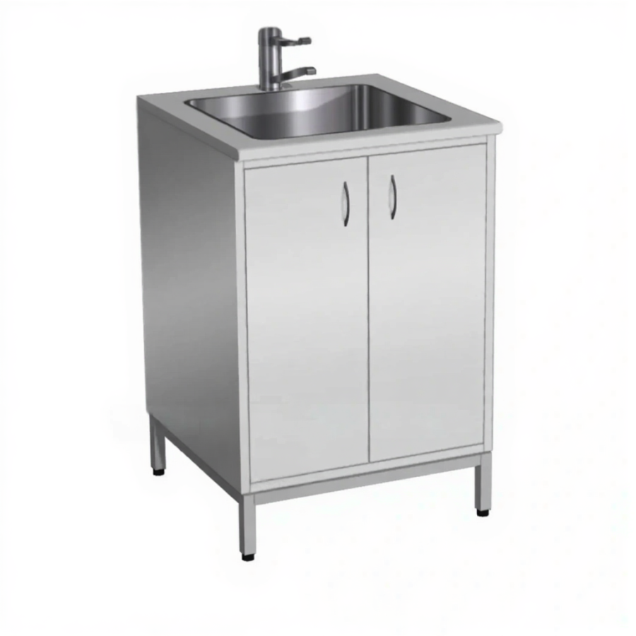 Стол-мойка СТм-104 «Стандарт» 600 (корпус металл серый, столешница постформинг серый, каркас серый)