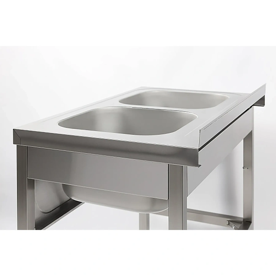 Ванна моечная двухсекционная цельнотянутая с бортом ВМЦ-2/10/7-Б